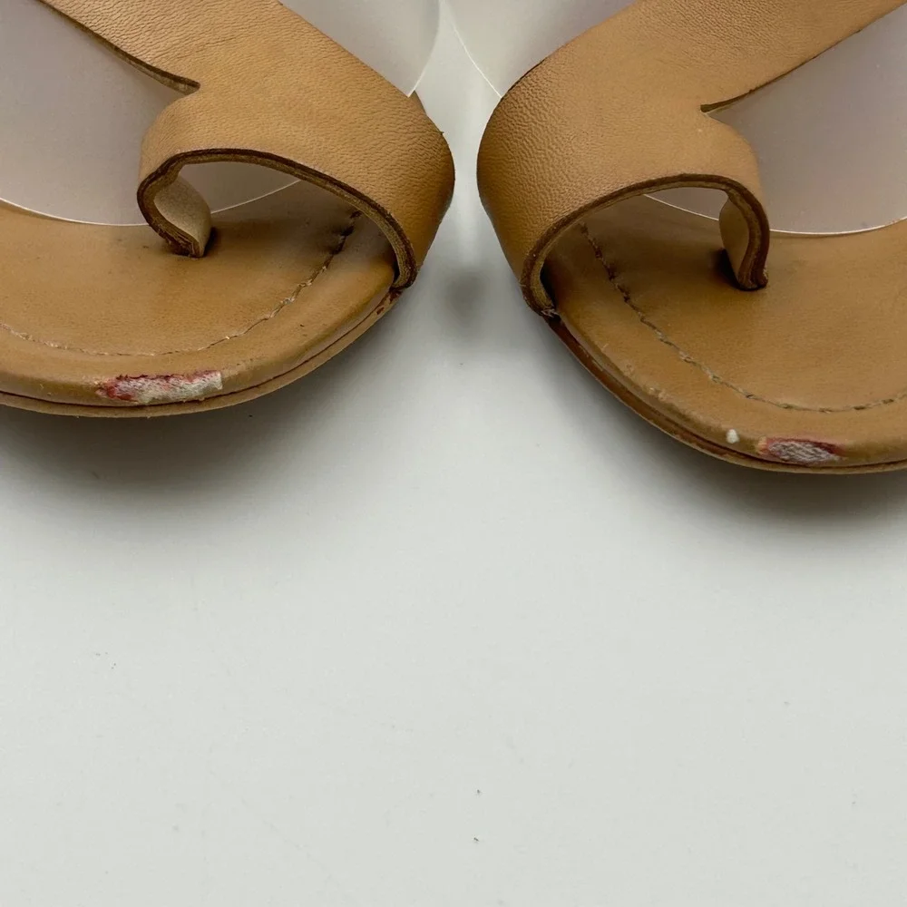 Vince Camuto Ilisha Sandals Womens 6 Brown Leather Buckle Wedge Minimalist Chic